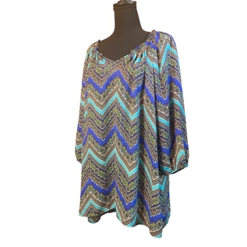 Avenue blue green tunic top sheer light weight Women’s plus size 2x